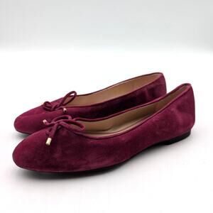 Stuart Weitzman Bow Suede Ballet Flats Shoes Women's Burgundy Size US6B EU36.5